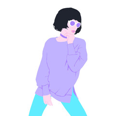 Fashion minimal illustration. Fashion girl. Trendy look