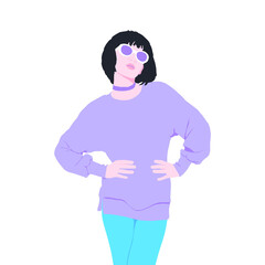 Fashion minimal illustration. Fashion girl. Trendy look