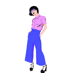 Fashion minimal illustration. Fashion girl. Trendy look