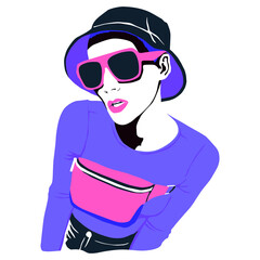Fashion minimal illustration. Fashion girl. Trendy look