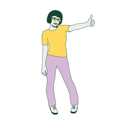 Fashion minimal illustration. Fashion girl. Trendy look