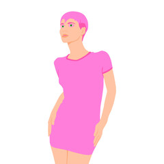 Fashion minimal illustration. Fashion girl. Trendy look