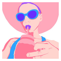 Fashion minimal illustration. Fashion girl. Trendy look