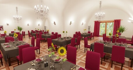 Realistic 3D Render of Romantic Restaurant