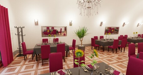 Realistic 3D Render of Romantic Restaurant