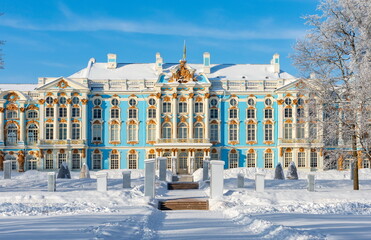 Catherine palace and park in winter, Tsarskoe Selo (Pushkin), Saint Petersburg, Russia