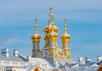 Resurrection church of Catherine palace in winter, Tsarskoe Selo (Pushkin), Saint Petersburg, Russia