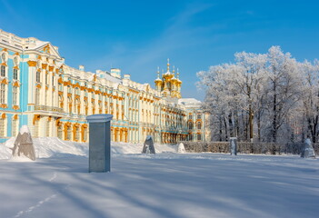 Catherine palace in winter, Tsarskoe Selo (Pushkin), St. Petersburg, Russia