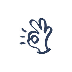Hand oke or agree gesture doodle icon scribble drawing cartoon vector illustration