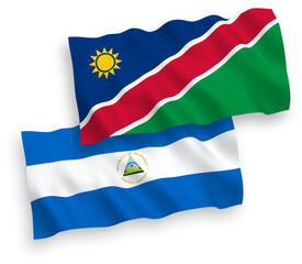 Flags of Nicaragua and Republic of Namibia on a white background