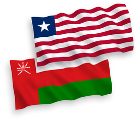 Flags of Sultanate of Oman and Liberia on a white background