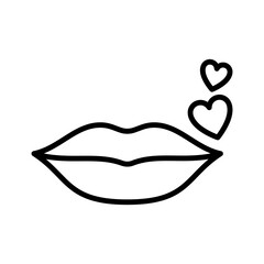 Kiss lips with heart. World Kissing Day. Happy Valentines day. Love, sexy, intimacy and kiss.