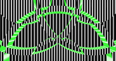 Render with black and white stripes with green from circles