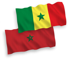 Flags of Republic of Senegal and Morocco on a white background