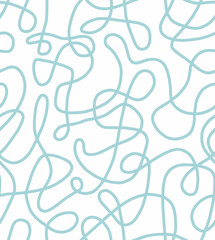 Abstract doodle drawing with blue lines on a white background.Seamless pattern.