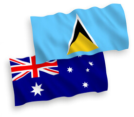 Flags of Australia and Saint Lucia on a white background