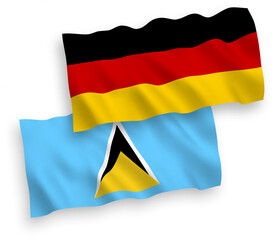 Flags of Saint Lucia and Germany on a white background