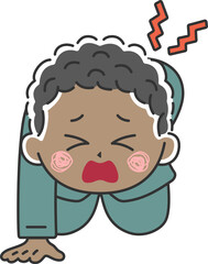 腰痛で立ち上がれない、黒人ビジネスマンのイラスト