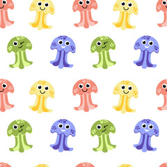 Jellyfish seamless pattern. Flat, cartoon, vector © Aleksandra