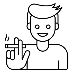 Man holding a Cigar and producing Smoke concept, Tobacco and Soil Contamination vector icon design, Environmental pollution symbol, Chemical Biological contamination sign, Pollutant stock illustration