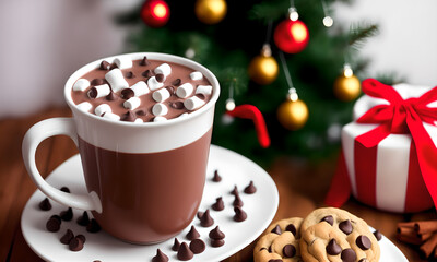 	
Hot chocolate with marshmallows and chocolate cookies during Christmas	
