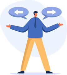 Decision making, career path, work direction or choose. right or wrong.  illustration