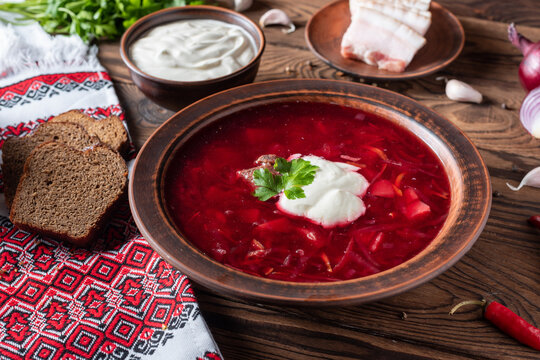 red borscht with beetroot tomato and meat