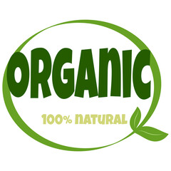Organic eco natural bio sticker label logo icon. Logo with a pattern of green leaves. Ecological products. Stickers of eco-friendly products. 
Vector illustration of organic food icons