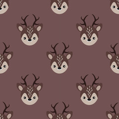 Cute deer vector ilustration seamless patern.Great for textile,fabric,wrapping paper,and any print.Vintages style.