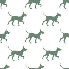 Seamless pattern. Walking mexican hairless dog puppy isolated on white background. Dog silhouette. Endless texture. Design for wallpaper, fabric, template, surface design. Vector illustration.