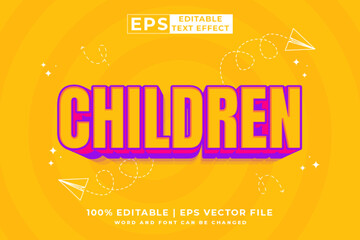 Editable text effect Children 3d Cartoon cute style premium vector