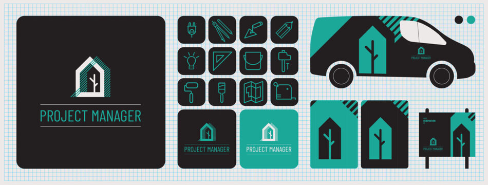 Logo pour artisan, identit&eacute; visuelle pour entreprise de restauration, b&acirc;timent, construction durable, maison &eacute;cologique, maison naturelle, maison &eacute;cologique, maison locavore, maison en bois, cabane