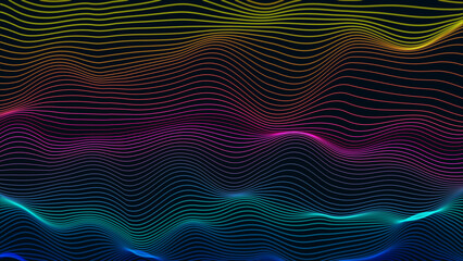 Abstract Digital wave with flowing Particles lines light motion loop Backgrounds.