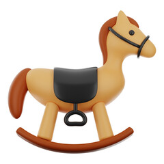 Premium Christmas Winter wooden horse toy icon 3d rendering on isolated background PNG