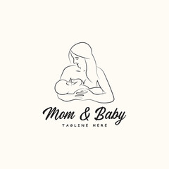 Mother and baby stylized creative vector symbol