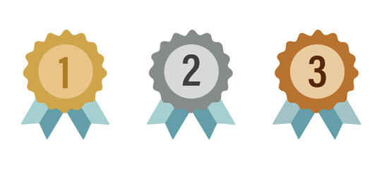 A set of icons with ribbons. Award medals. Vector illustration