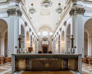 baptistry and altar in the transept of the Spoleto Cathedral - obrazy, fototapety, plakaty