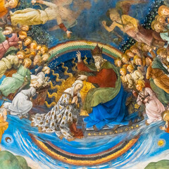 Obraz premium close-up of the Life of the Virgin Mary fresco by Filippo Lippi in the Spoleto Cathedral