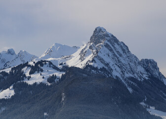 Fototapeta na wymiar Mount Le Rubli and Videmanette ski area.