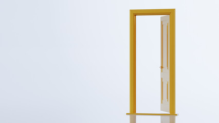 set of Opened realistic golden door isolated on white background. 3D render