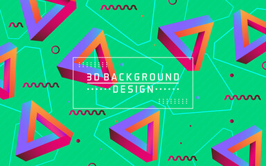 Abstract modern 3d triangle geometric with colorful background