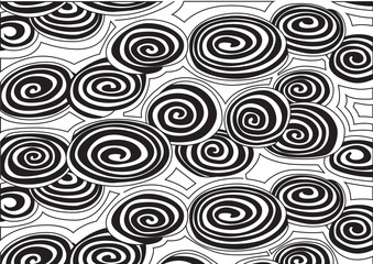 Fototapeta na wymiar Curve Pattern Round Circle Black And White Pattern Design Creative Backgrounds Vector Illustration 
