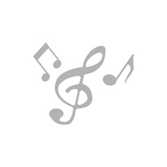 musical notes and treble clef icon, vector illustration