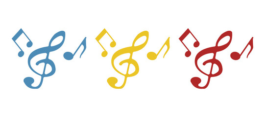 musical notes and treble clef icon, vector illustration