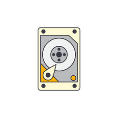 HDD drive computer storage icon in color, isolated on white background 