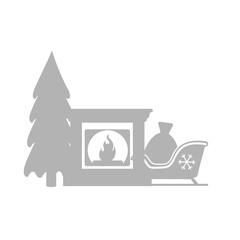 fireplace icon, concept of Christmas, gift, vector illustration