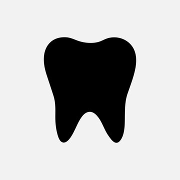 Tooth icon. Black, minimalist icon isolated on white background. Tooth simple silhouette. Web site page and mobile app design vector element