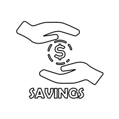 hands icon, concept of saving money, vector illustration