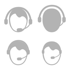 head icon with headphones, vector illustration