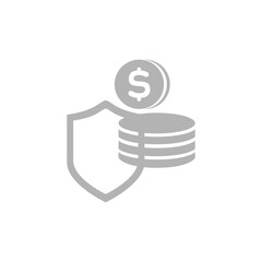 money icon, shield, protection concept, vector illustration